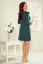 264-1 NELL Trapezowa sukienka z falbankami - ZIELONA - obrazek 3