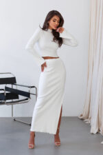 Komplet GAIA bluzka i spódnica z rozcięciem - obrazek 6