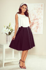 266-2 Rozkloszowana spódnica MIDI z kieszonkami - CZARNA - obrazek 4