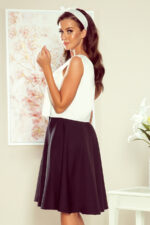 266-2 Rozkloszowana spódnica MIDI z kieszonkami - CZARNA - obrazek 5