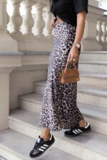 SPÓDNICA MAXI W PANTERKĘ PANTERKOWA ZWIERZĘCY WZÓR WISKOZA LEKKA SATYNA XS - obrazek 3